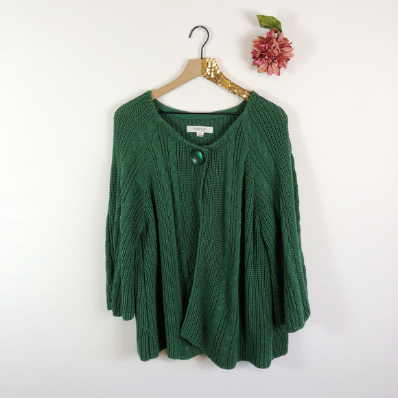 Avenue Sweaters - [AVENUE] Open Front Single Button Cable Sweater
